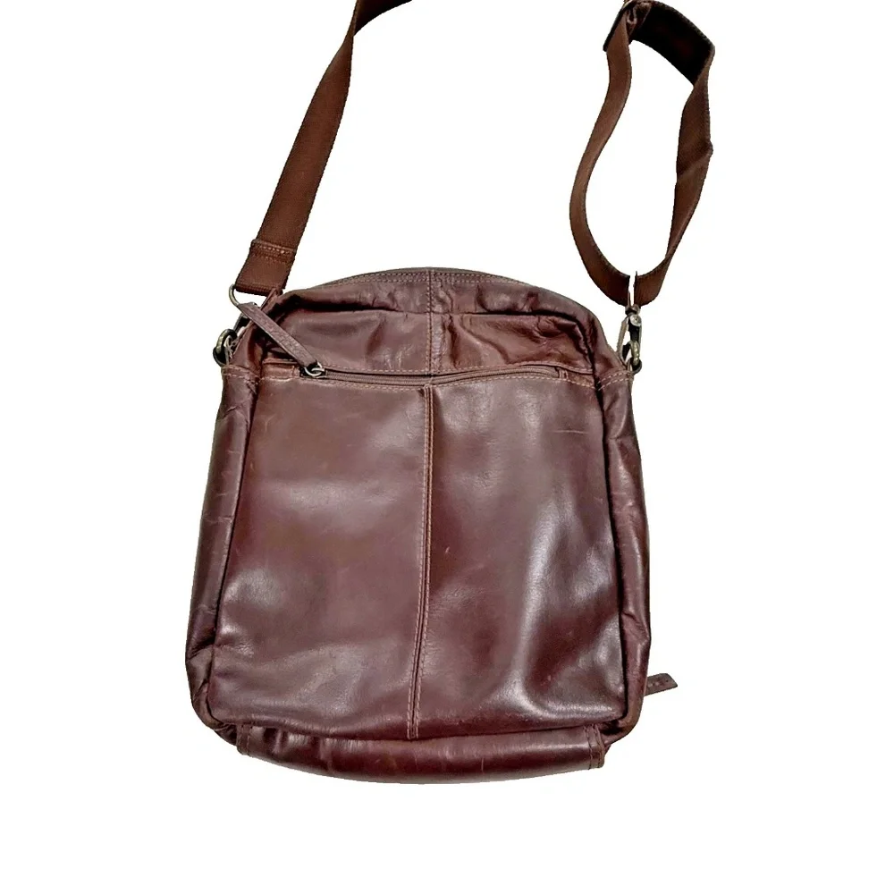 PELLE Studio Vintage‎ Brown Genuine Leather Multi-Pocket Messenger Bag 11